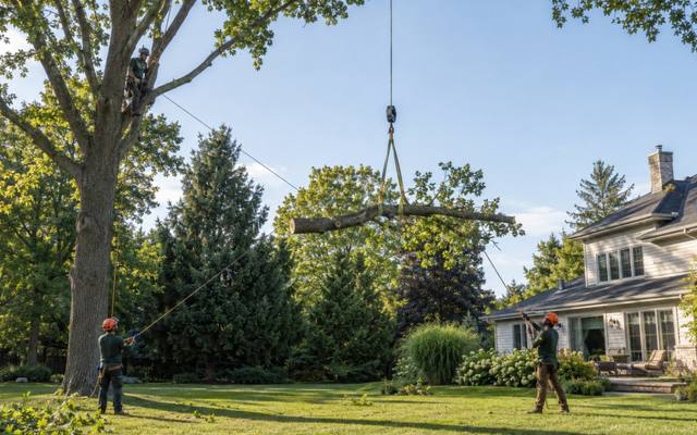 Broken limb caught in a canopy, rigged before removal